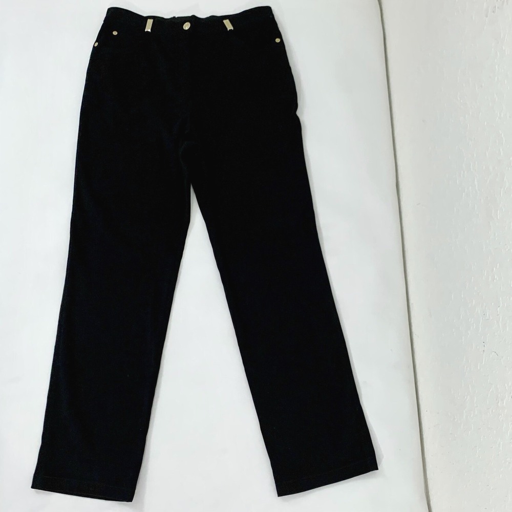 St. John Sport Pants Women 6 Black Gold Straight Vintage Quiet Luxury Old Money